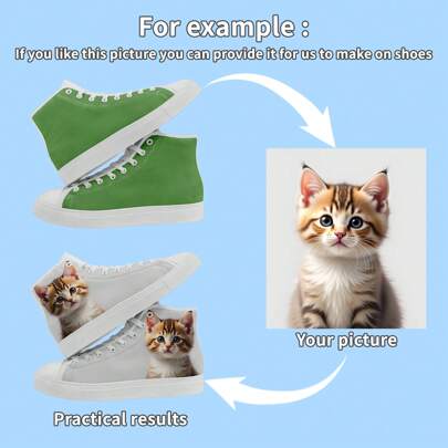 1 Paio di Sneakers Personalizzate, Sneakers con Foto Personalizzate, Sneakers con Suola Spessa Personalizzate, Scarpe di Tela Personalizzate, Sneakers