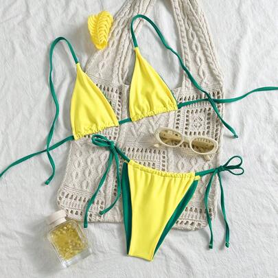 Set di bikini sexy da donna per l'estate con laccetti (mini triangolo)