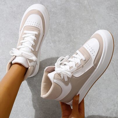 Donna Sneakers Colorblock Scarpe da skate con lacci davanti bicolore