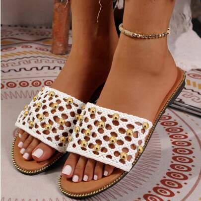Sandali slip-on con perle da donna