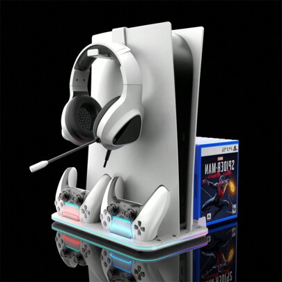 Consolle PS5, PS5 Slim, Base di raffreddamento multifunzione PS5 Pro, Dock di ricarica Controller, Disco di gioco, Rastrelliera per cuffie