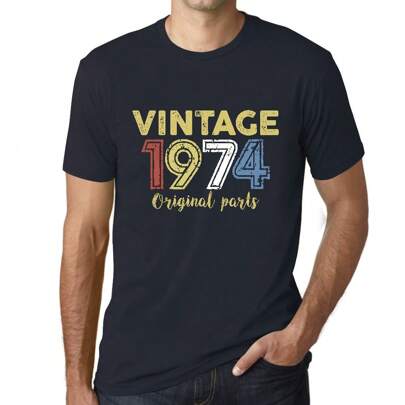 T-shirt da uomo Original Parts 1974 – Original Parts 1974 – 50 anni T-shirt grafica idea regalo 50° compleanno Vintage Anno 1974 Nuovo