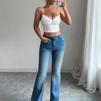 Jeans casual in denim versatile con pence per donna