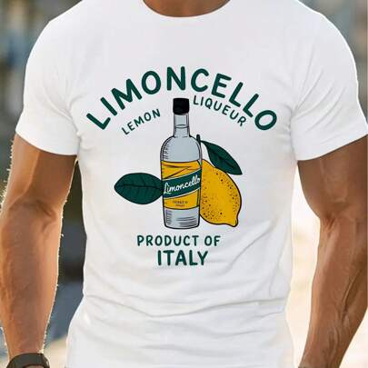 Limoncello (Italia), maglietta da uomo a girocollo, 220 g/m², estiva, in puro cotone, maniche corte (1 pezzo)