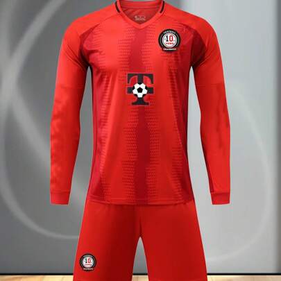 Kit da calcio da uomo ispirato al Bayern Monaco 2024-2025 - Set di maglia a manica lunga e pantaloncini, stile di design della divisa interna