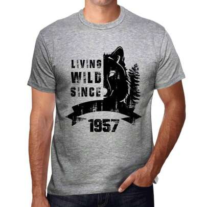 T-shirt da uomo Living Wild Since 1957 – Living Wild Since 1957 – 67 anni Maglietta grafica Idea regalo 67° compleanno Vintage Anno 1957 Novità
