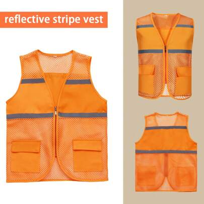 Gilet riflettente, gilet in rete traspirante, gilet da volontario, gilet riflettente con strisce riflettenti, gilet da costruzione/giardinaggio/sanifi