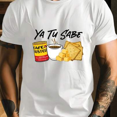 T-shirt da uomo con motivo Ya-Tu-Sabe Drinks, t-shirt girocollo da uomo, 220 g/m², manica corta in puro cotone estivo (1 pezzo)