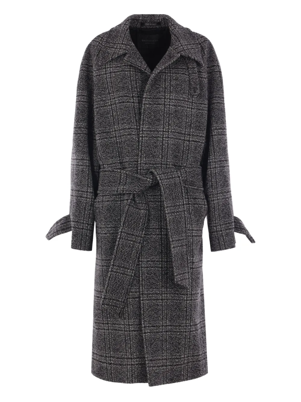 Balenciaga belted check coat - Grigio