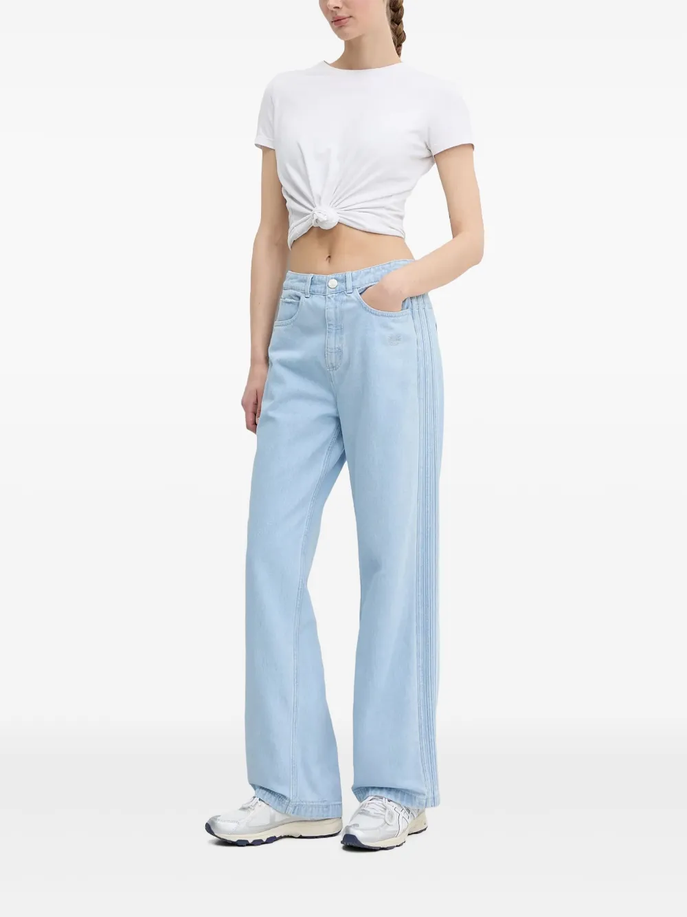 adidas stripe-detail jeans - Blu