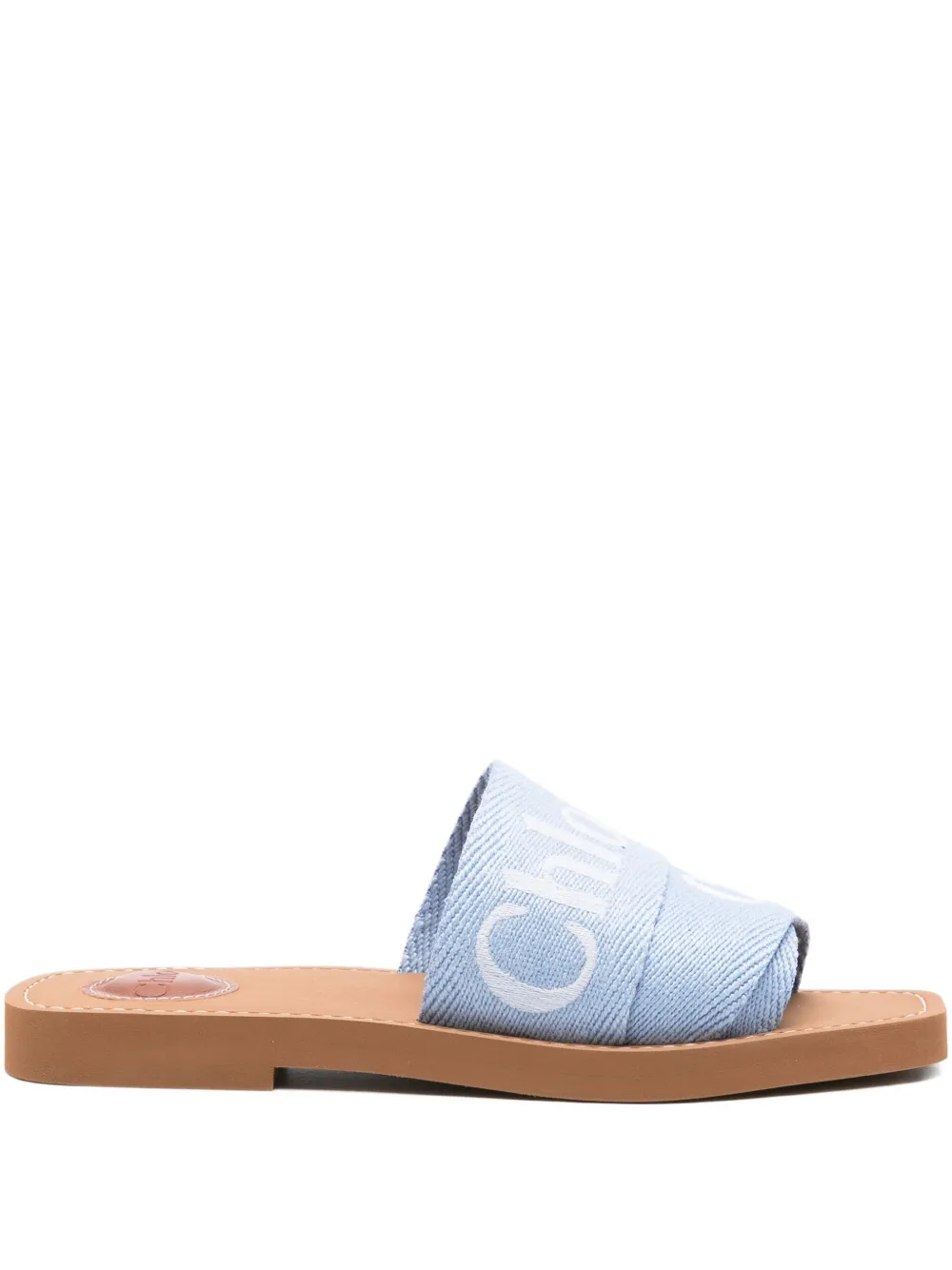Chloé logo-detail flat slides - Blu