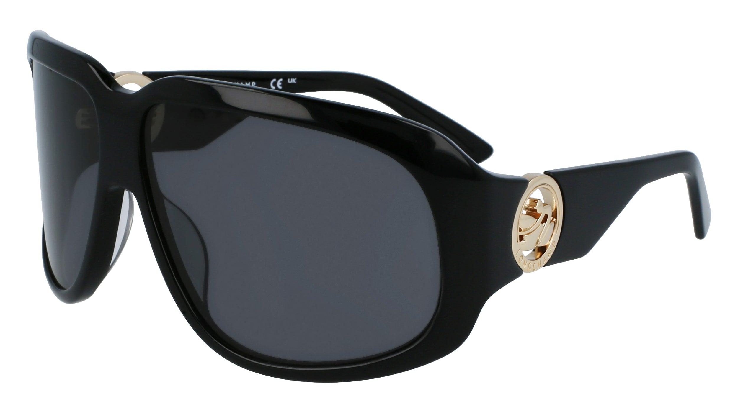 Longchamp Donna Lo736S 001 Occhiali Da Sole Acetato Nero Grigio Avvolgente Normale