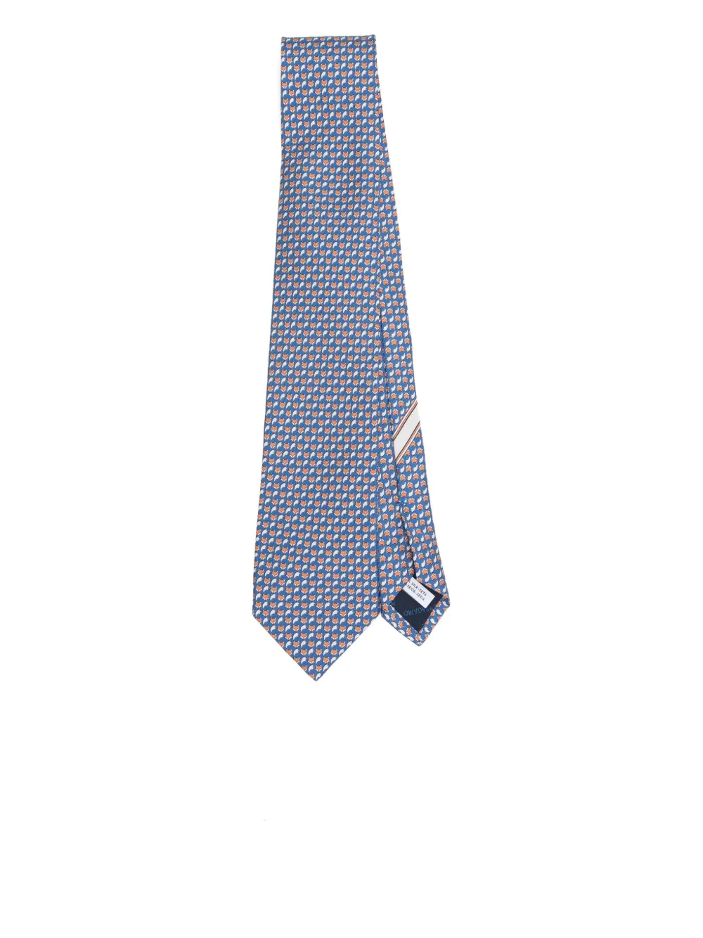 Ferragamo fox-print silk tie - Blu
