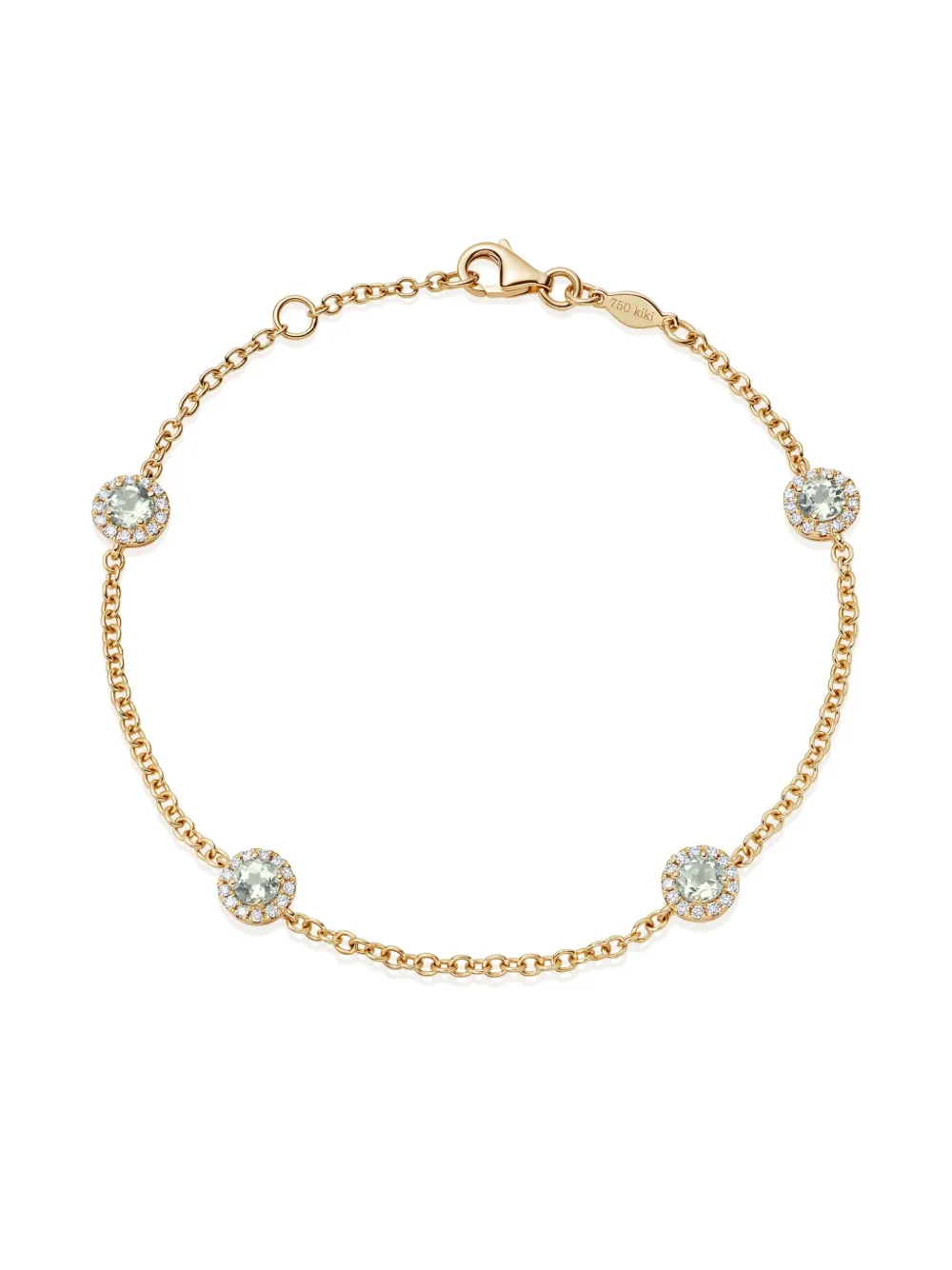 Kiki McDonough 18ct Yellow Grace Gold Green Amethyst and Diamond Bracelet - Oro
