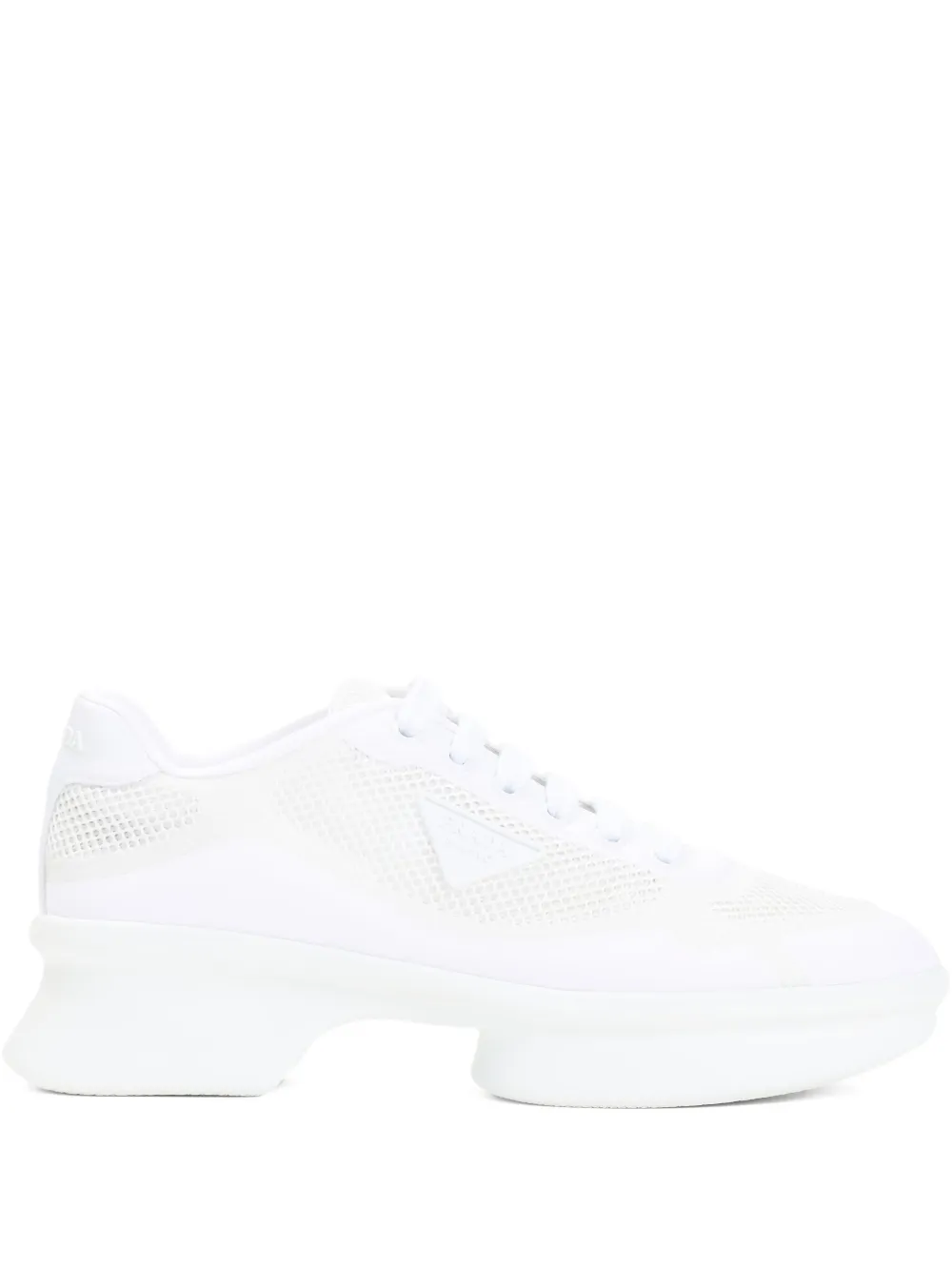Prada mesh-panel lace-up sneakers - Bianco