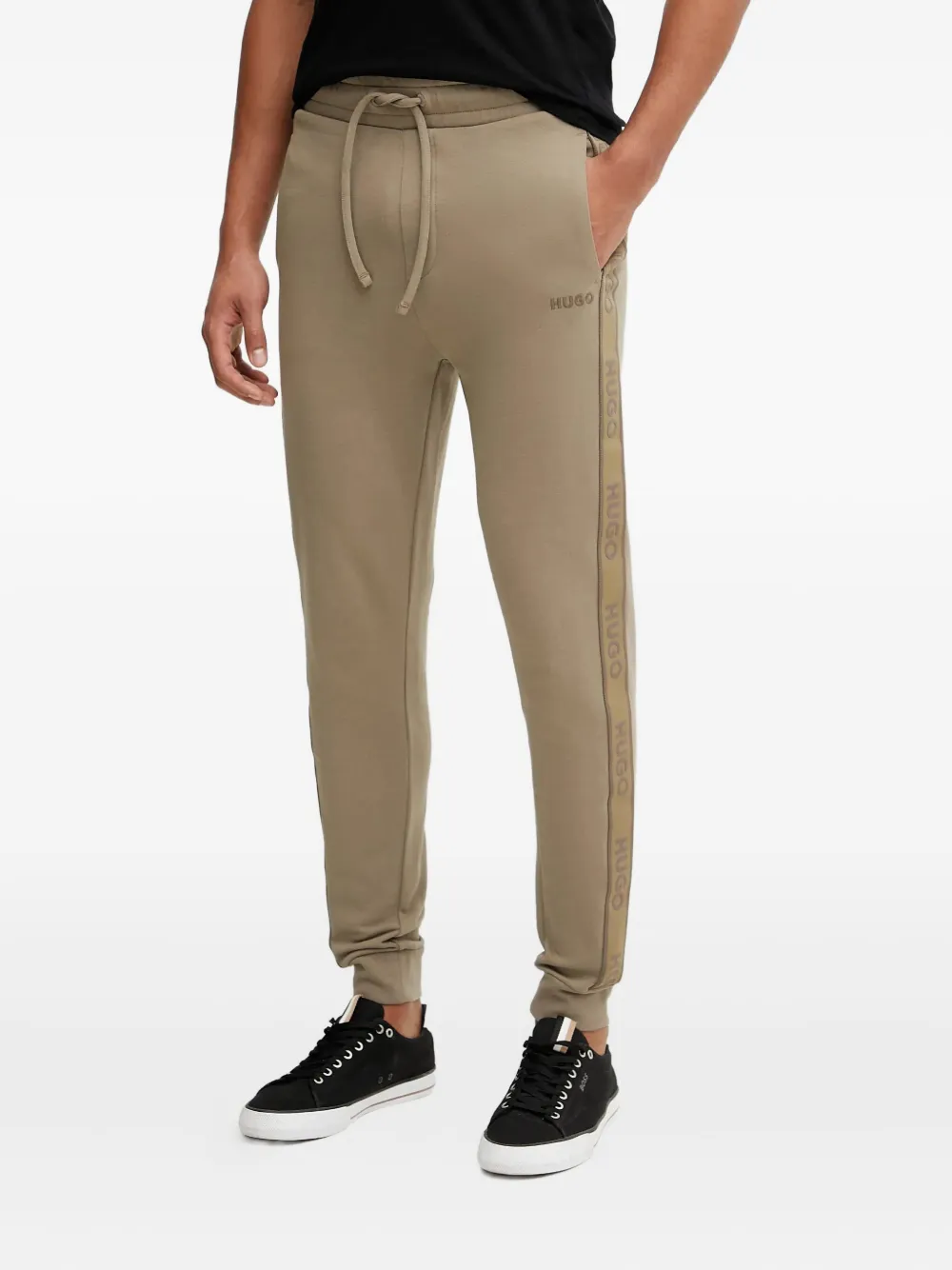HUGO logo-tape track pants - Marrone
