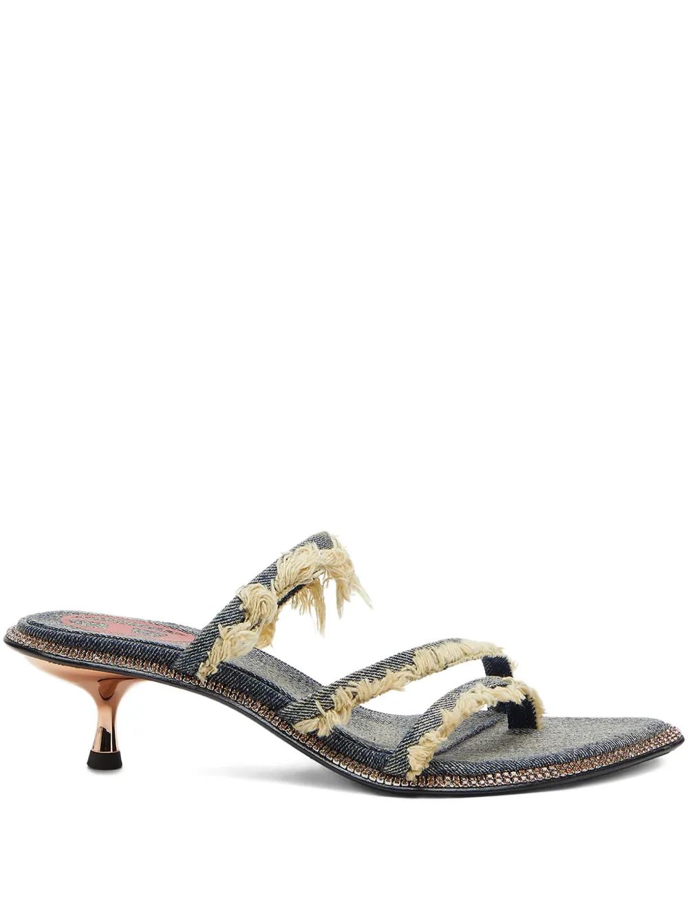 Diesel 45mm D-Havanna frayed denim crystal-embellished sandals - Blu