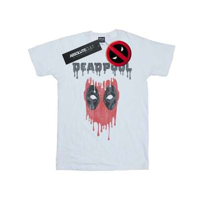 Maglietta bianca con immagine della testa di Deadpool che gocciola