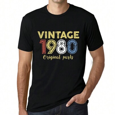 T-shirt da uomo Original Parts 1980 – Original Parts 1980 – 44 anni T-shirt grafica idea regalo 44° compleanno vintage anno 1980 nuova
