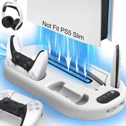 Supporto di raffreddamento per PlayStation 5 con ventola di raffreddamento, stazione di ricarica per console PlayStation 5 e Digital Edition, bianco