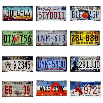 12 pezzi Targa automobilistica americana vintage, piastre metalliche per auto, coperture auto in metallo rustico, decorazione da parete per casa, gara