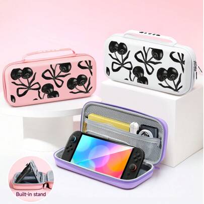 1 pezzo Custodia per il trasporto della console Switch2 compatibile con motivi a pois neri e ciliegie, compatibile con accessori Switch2, cover protet