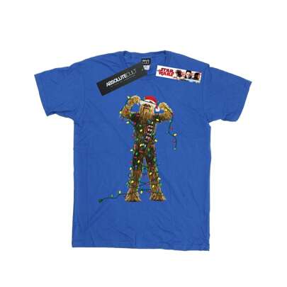 Maglietta da uomo Chewbacca con luci di Natale (blu reale)