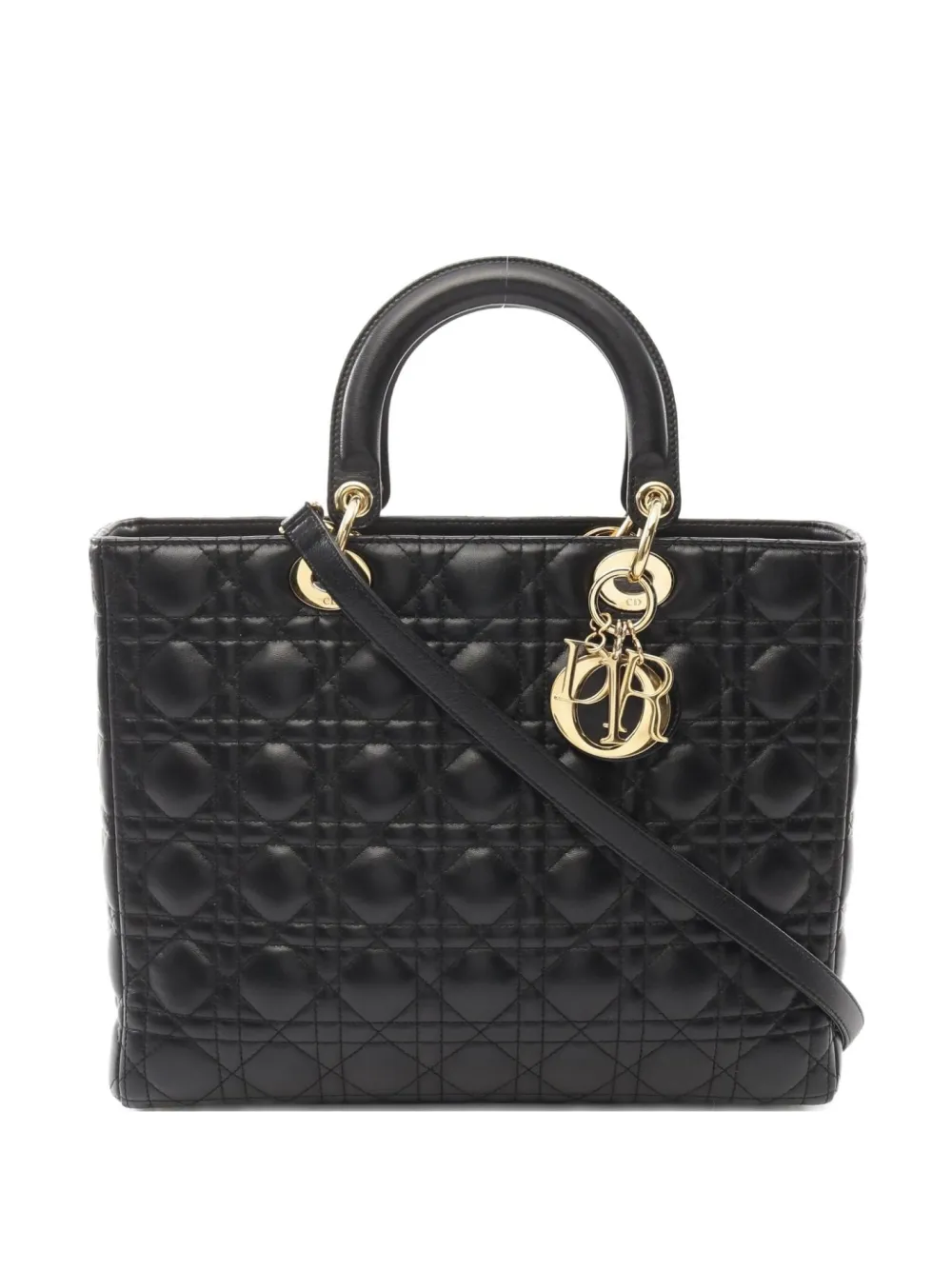 Christian Dior Pre-Owned Borsa a mano Lady Dior grane two-way anni 2010 - Nero
