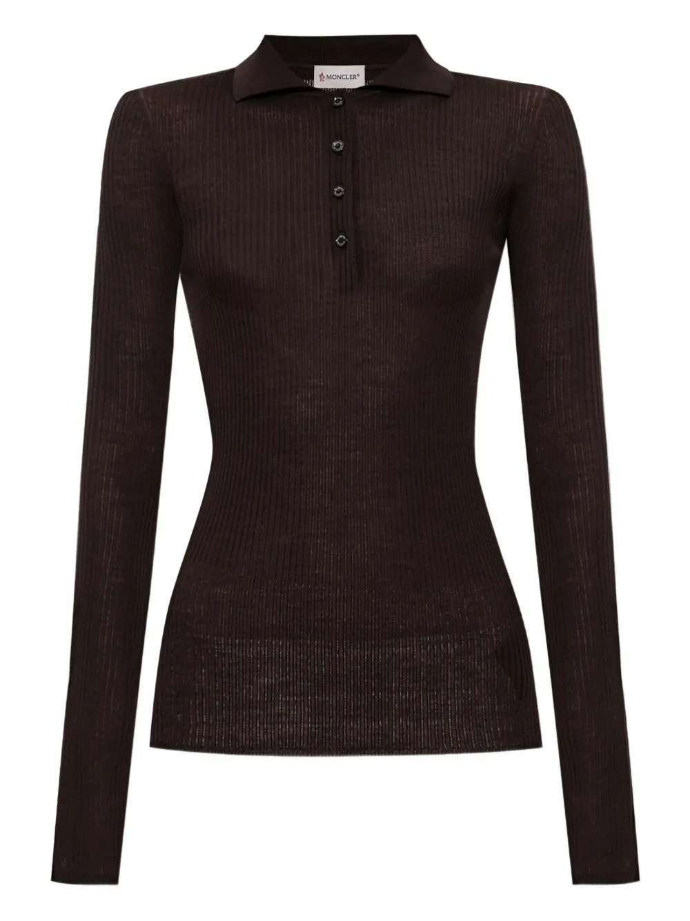Moncler ribbed polo top - Marrone