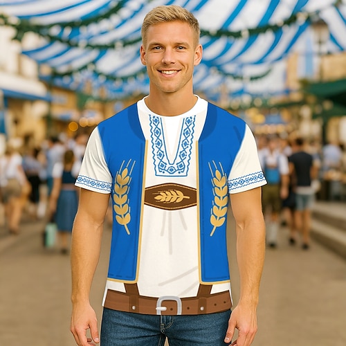 Oktoberfest Stampa di Lederhosen T-shirt Maglietta Lederhosen Match bavarese Monaco Tedesco Grafico Per Per uomo Adulti Carnevale Birra Oktoberfest St