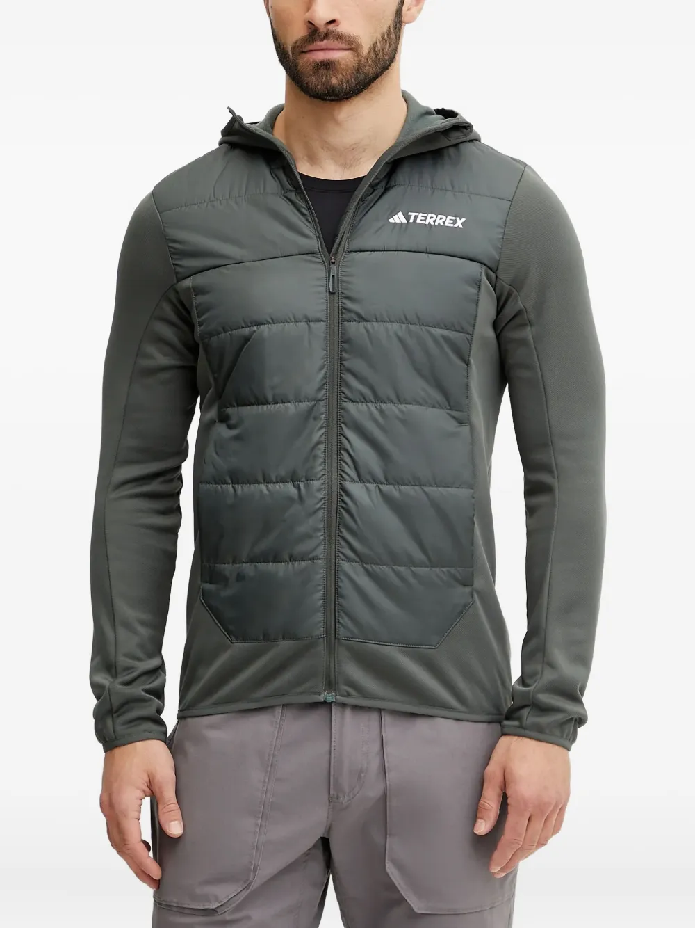 adidas hooded quilted-panel jacket - Verde