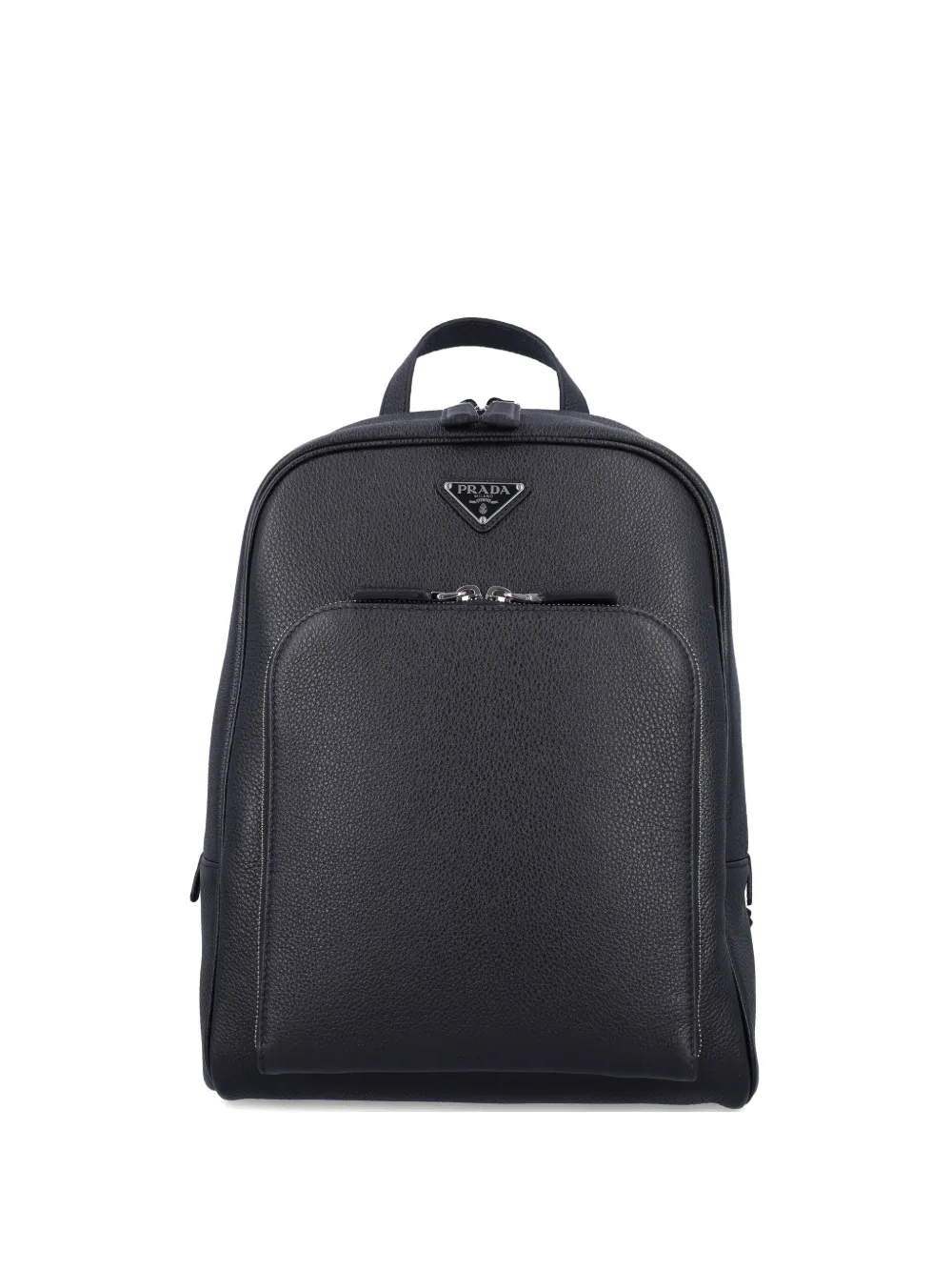 Prada enamel triangle-logo leather backpack - Nero