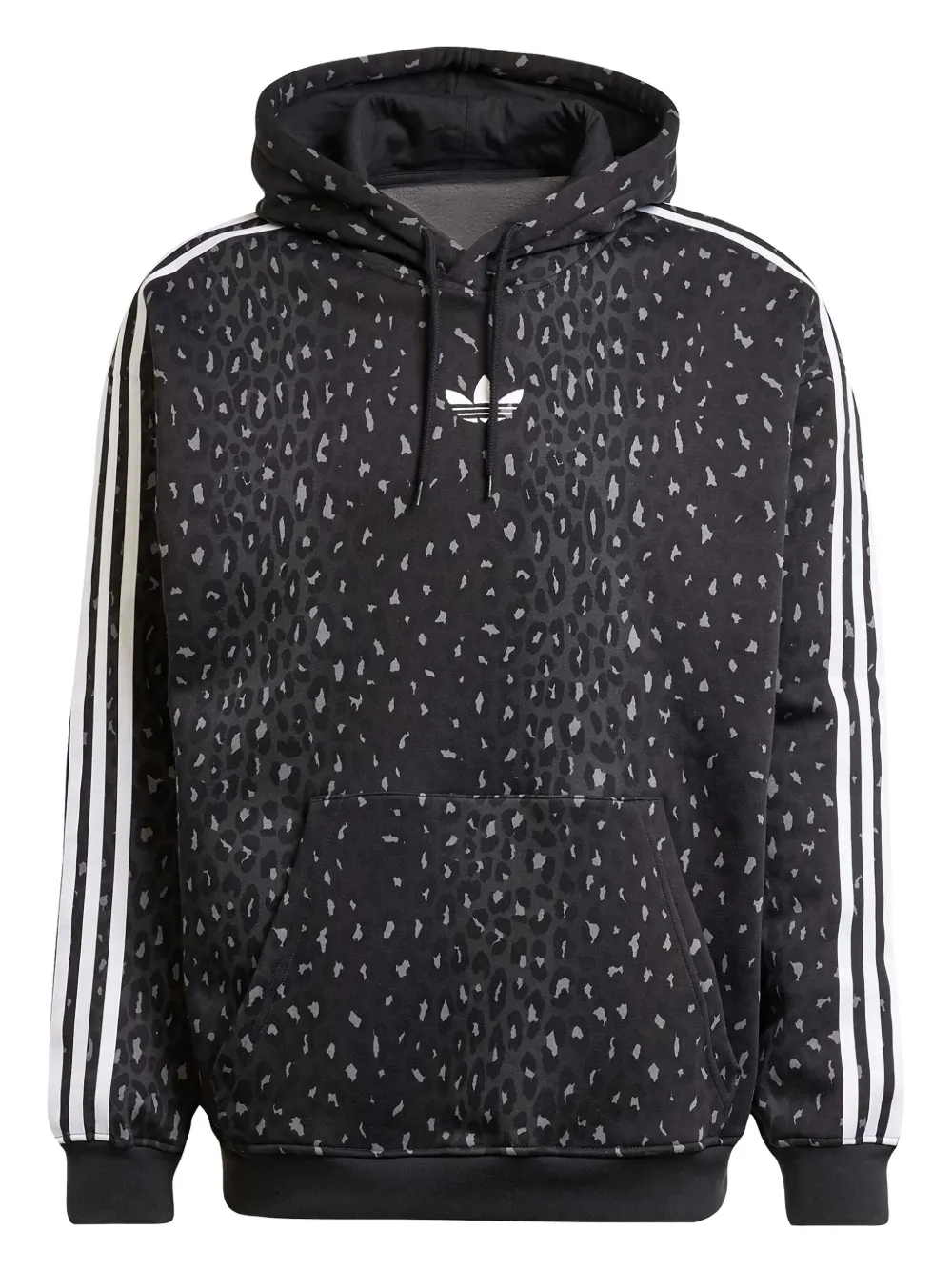 adidas leopard-print three-stripe hoodie - Nero