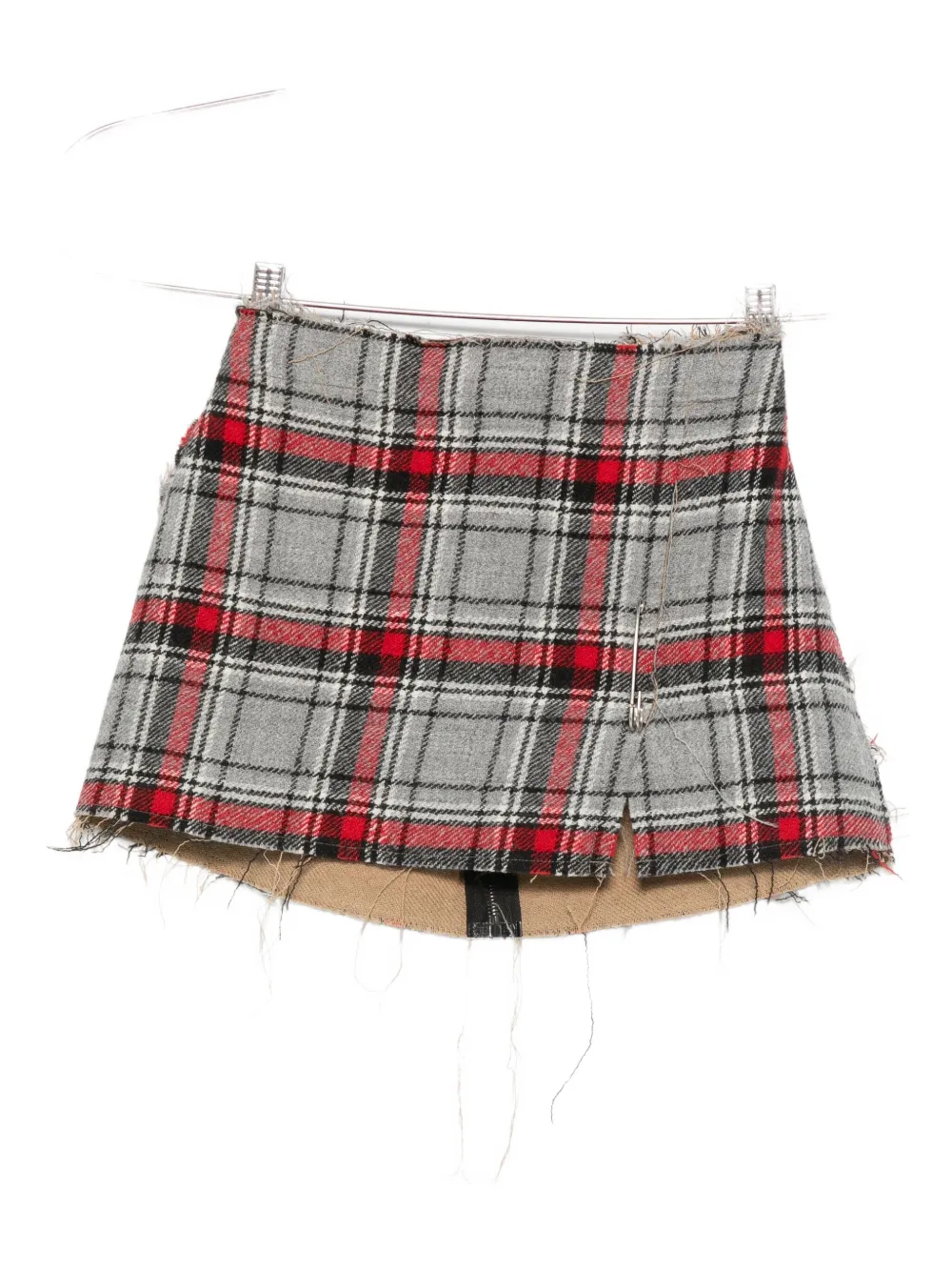 R13 plaid frayed mini skirt - Grigio