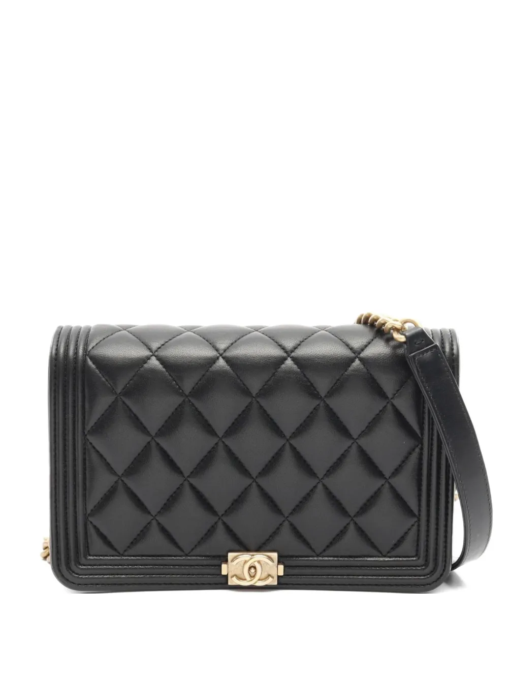 CHANEL Pre-Owned 2020-2021 Boy Matelasse chain wallet - Nero