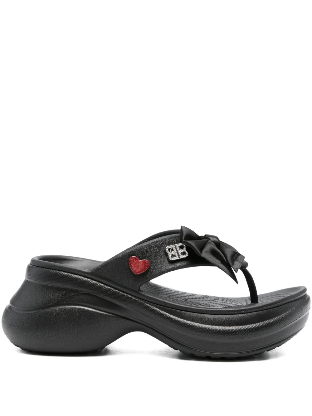Balenciaga platform thong croc slides - Nero