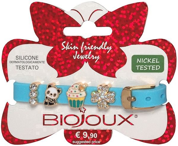Bjb018 Bracciale Silicone Light Blue Gold Plated