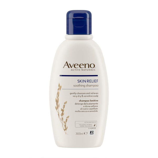 Aveeno Skin Relief Shampoo Naturale Per Cuoio Capelluto Secco, Senza Sapone, Formula Vegana, Elevata Tollerabilità 300 Ml