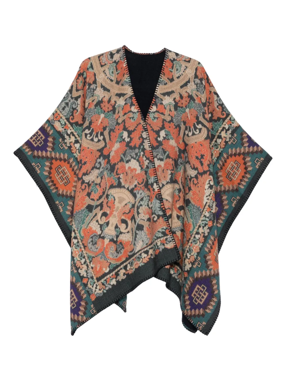 Pierre-Louis Mascia patterned wool cape - Blu