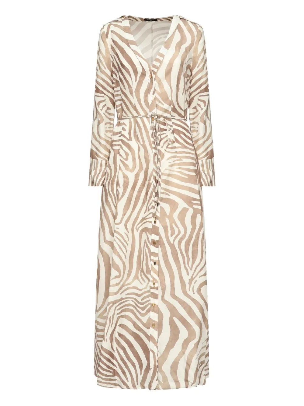 Marciano maxi zebra-print button-front dress - Toni neutri