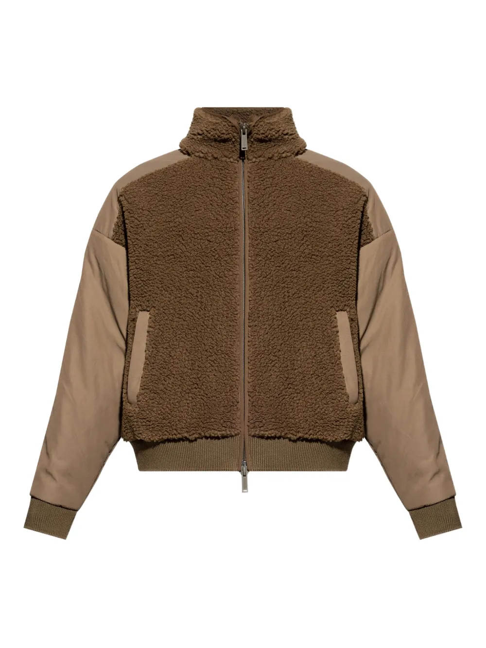 DSQUARED2 teddy-panelled bomber jacket - Marrone