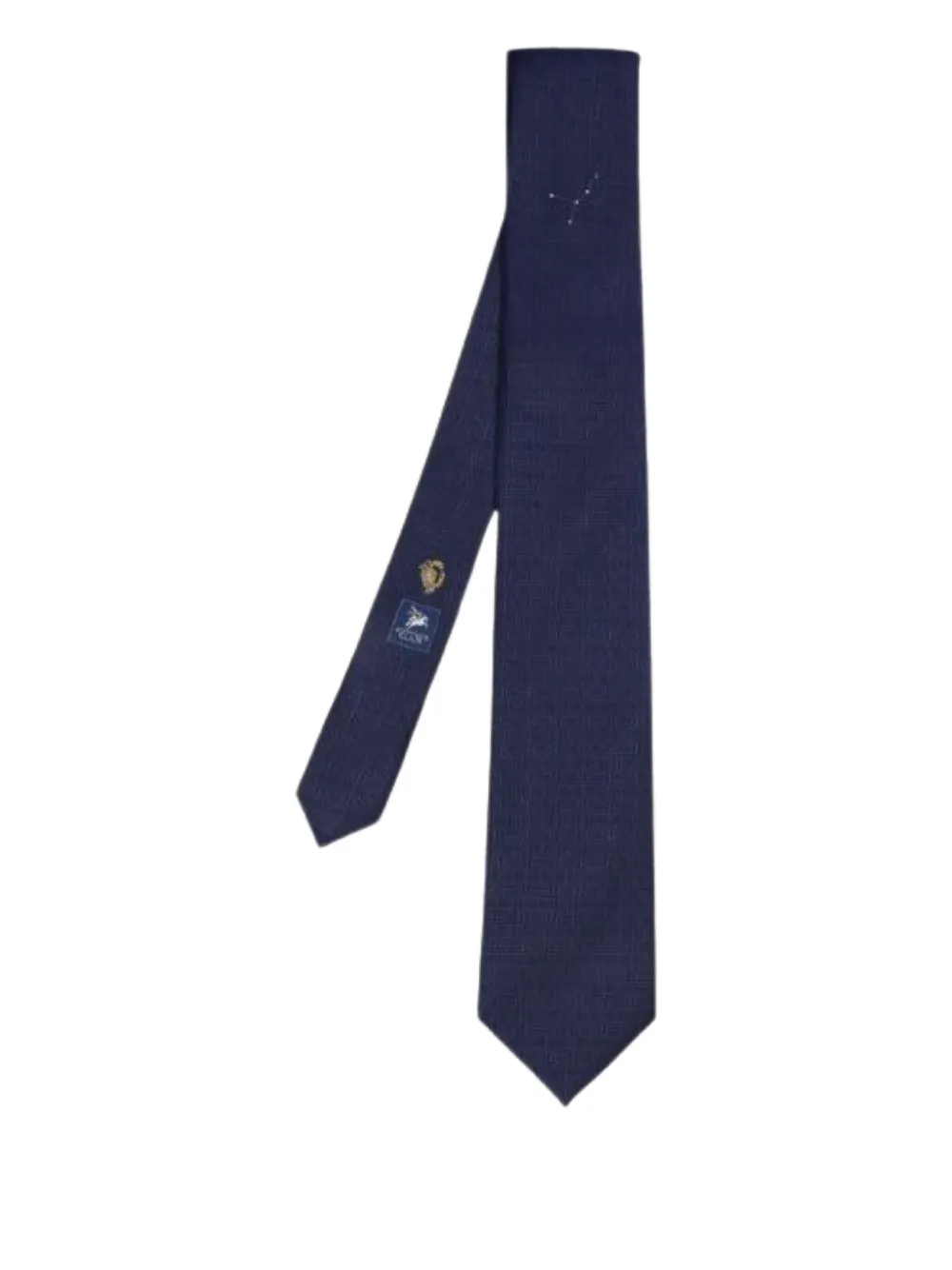 Elios Milano geometric-pattern embroidered tie - Blu