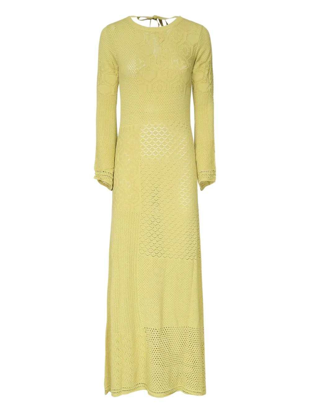 Akep lace-insert long-sleeve dress - Verde