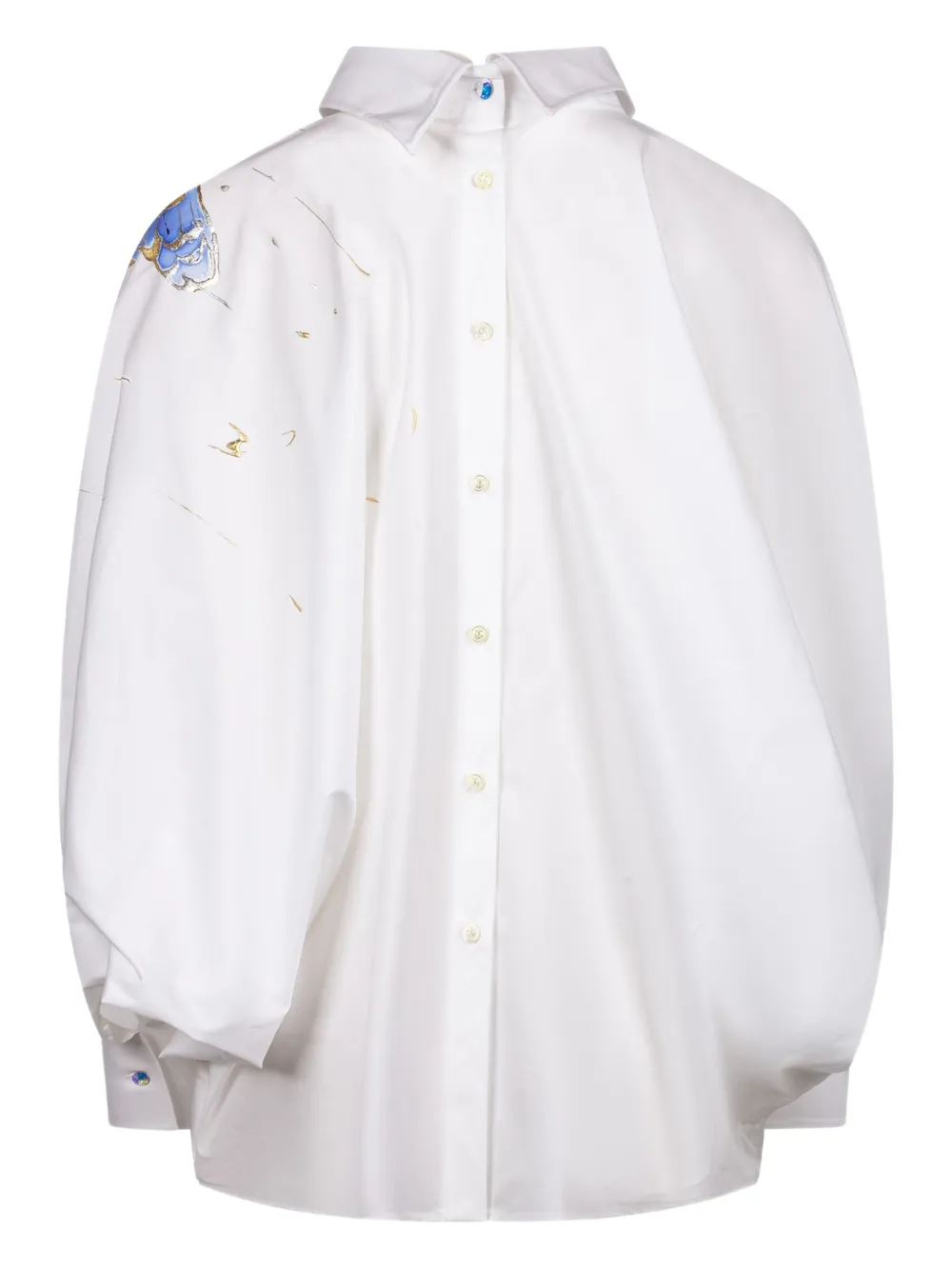 DECATA butterfly-print balloon-sleeve shirt - Bianco