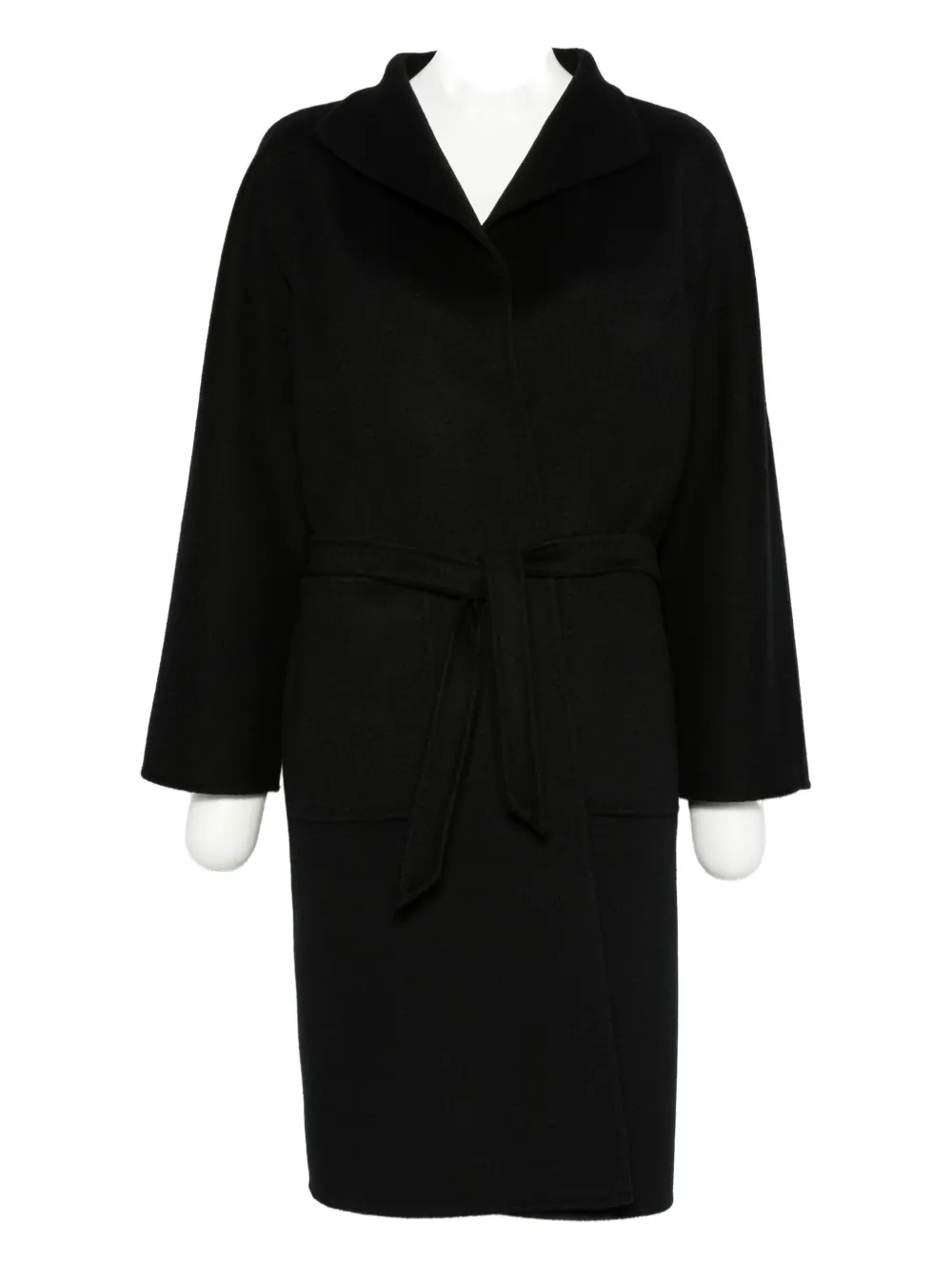 Max Mara belted wrap cashmere coat - Nero