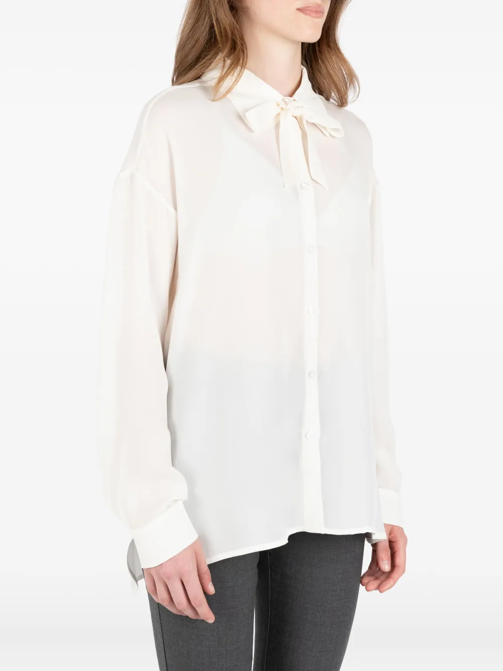 Société Anonyme bow-neck button-front shirt - Bianco