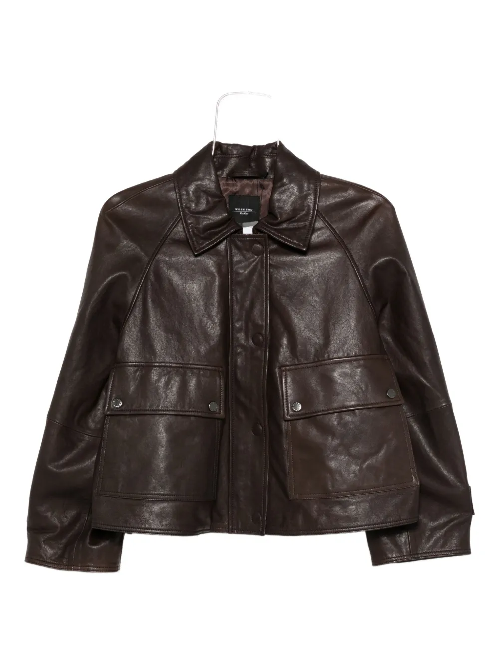 Max Mara flap-pocket leather jacket - Marrone
