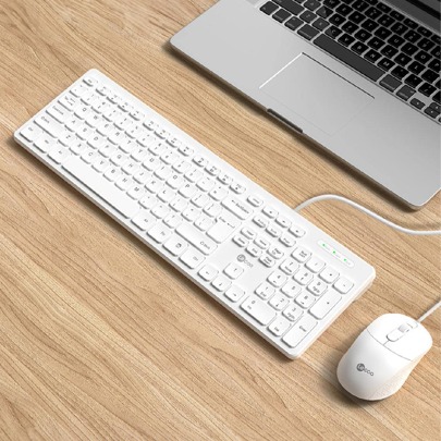 Lenovo cablata Tastiere e Mouse combo USB numerico regolabile inclinare gambe ottico a cavo Mouse computer Tastiere compatibile con PC , Laptop ( bian