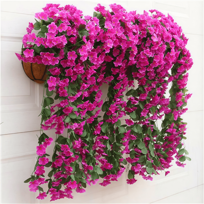 2 pezzi di viole artificiali da appendere alla parete, fiori finti appesi, piante artificiali in seta, utilizzati per giardino, recinzioni, matrimoni,