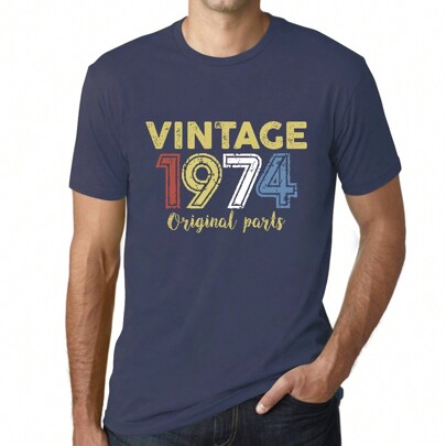 T-shirt da uomo Original Parts 1974 – Original Parts 1974 – 50 anni T-shirt grafica idea regalo 50° compleanno Vintage Anno 1974 Nuovo